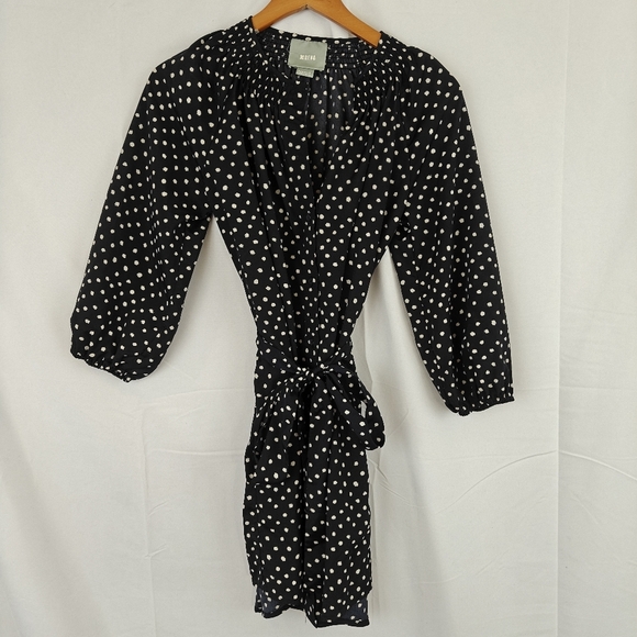 Anthropologie Maeve Polkadot Dot Tie Button Up Mini Dress Women's XSP - Picture 3 of 9